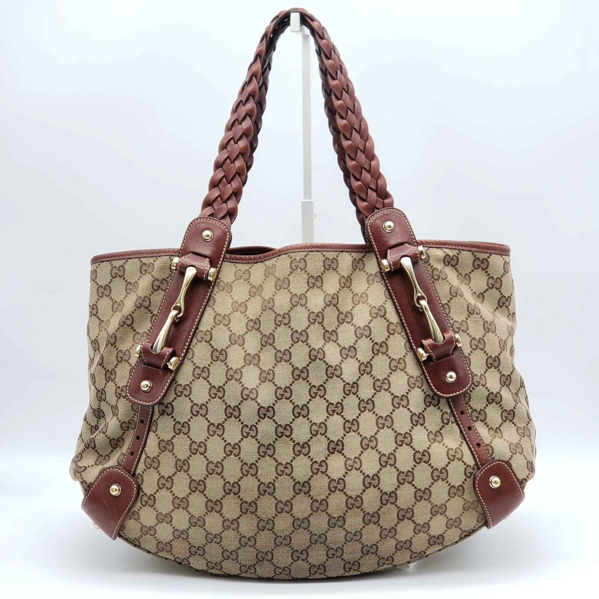 Gucci Leather and Canvas Brown Shoulder Bag