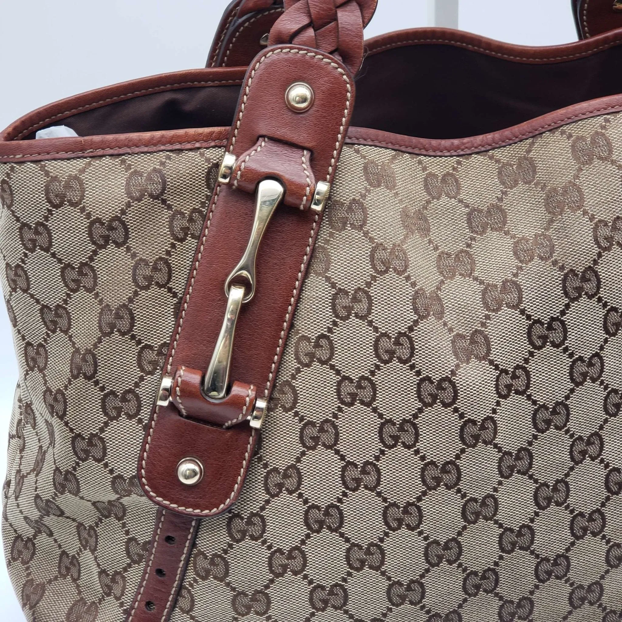 Gucci Leather and Canvas Brown Shoulder Bag