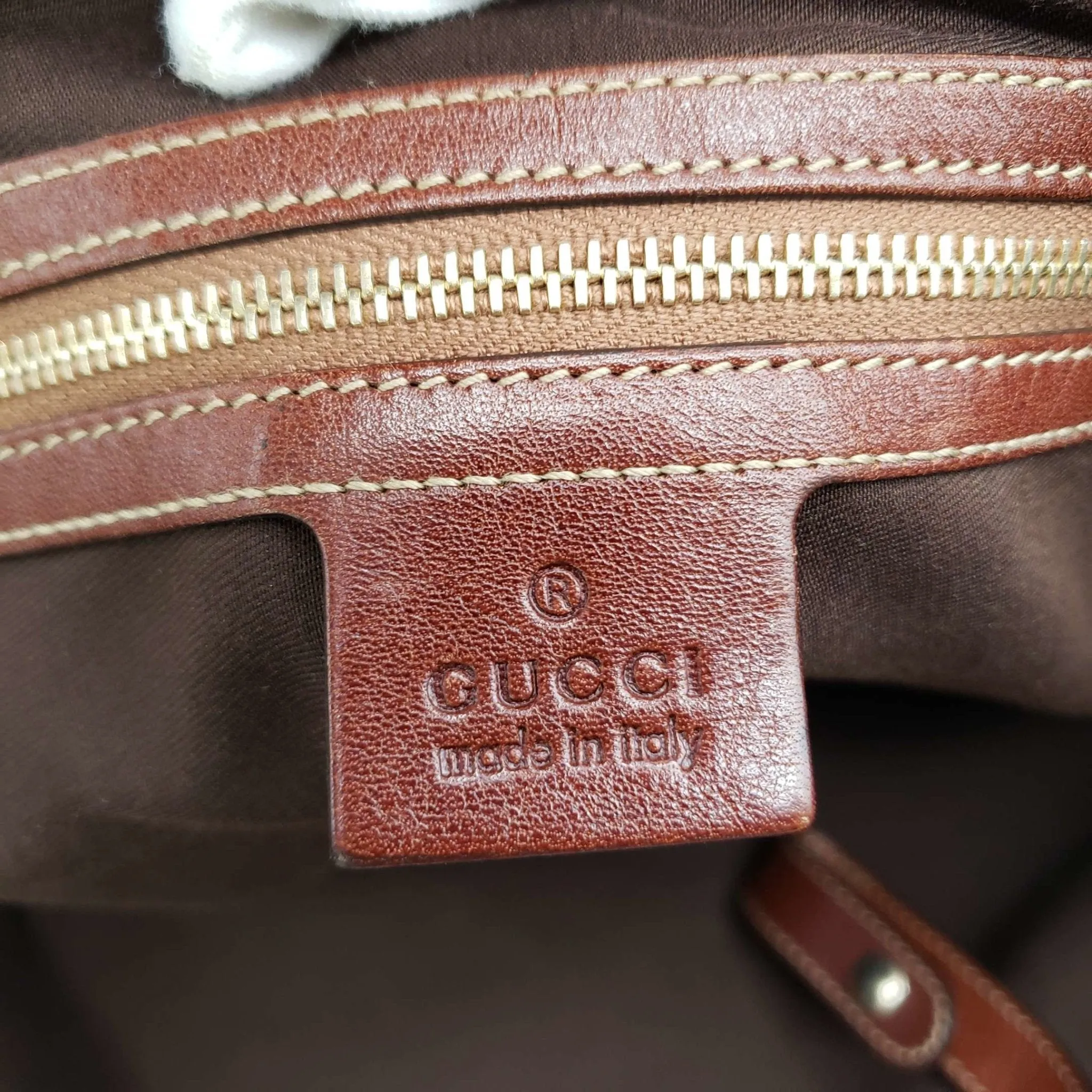 Gucci Leather and Canvas Brown Shoulder Bag