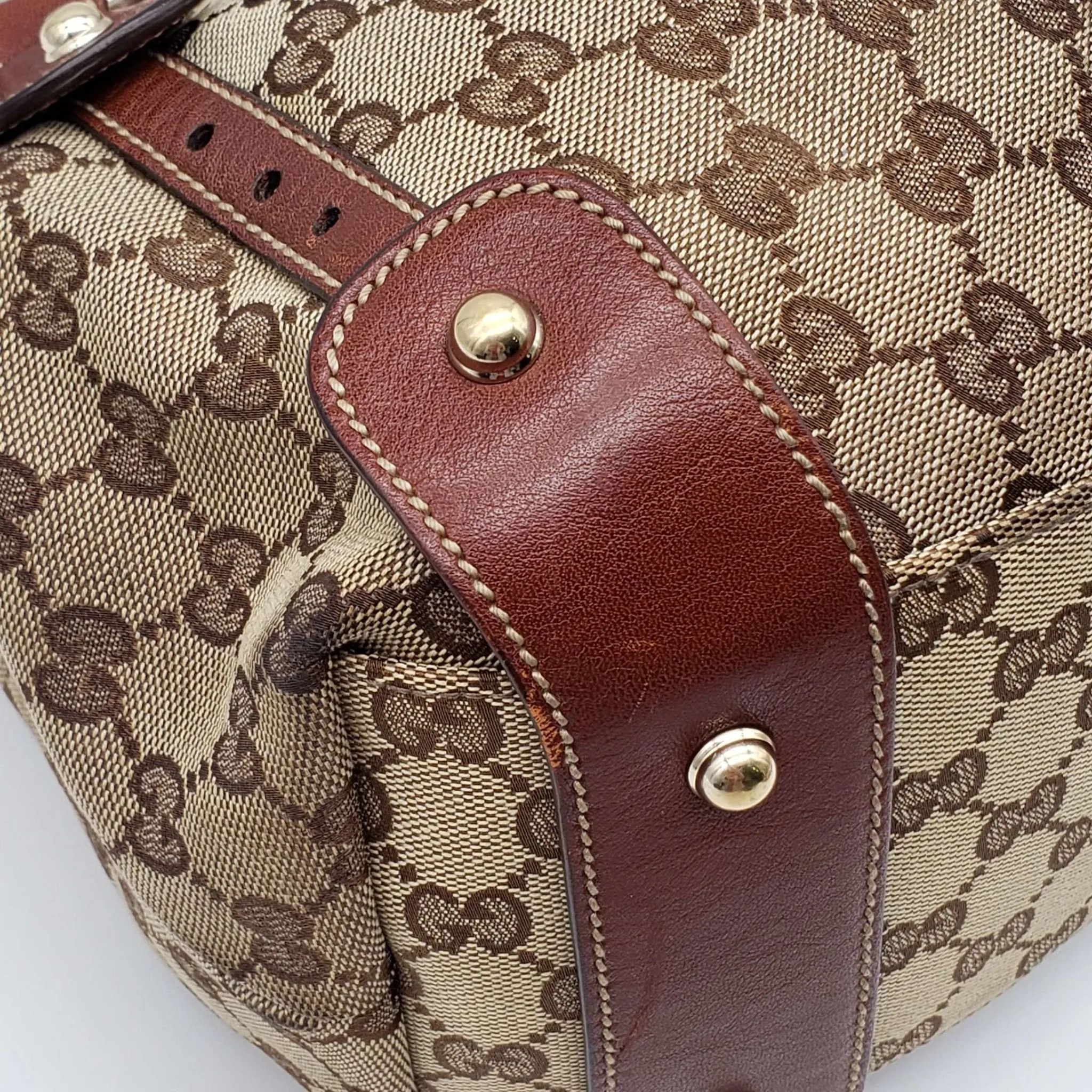 Gucci Leather and Canvas Brown Shoulder Bag