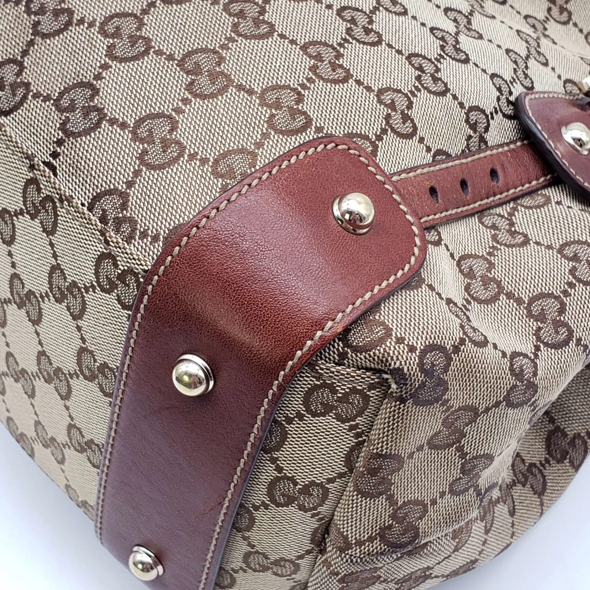 Gucci Leather and Canvas Brown Shoulder Bag