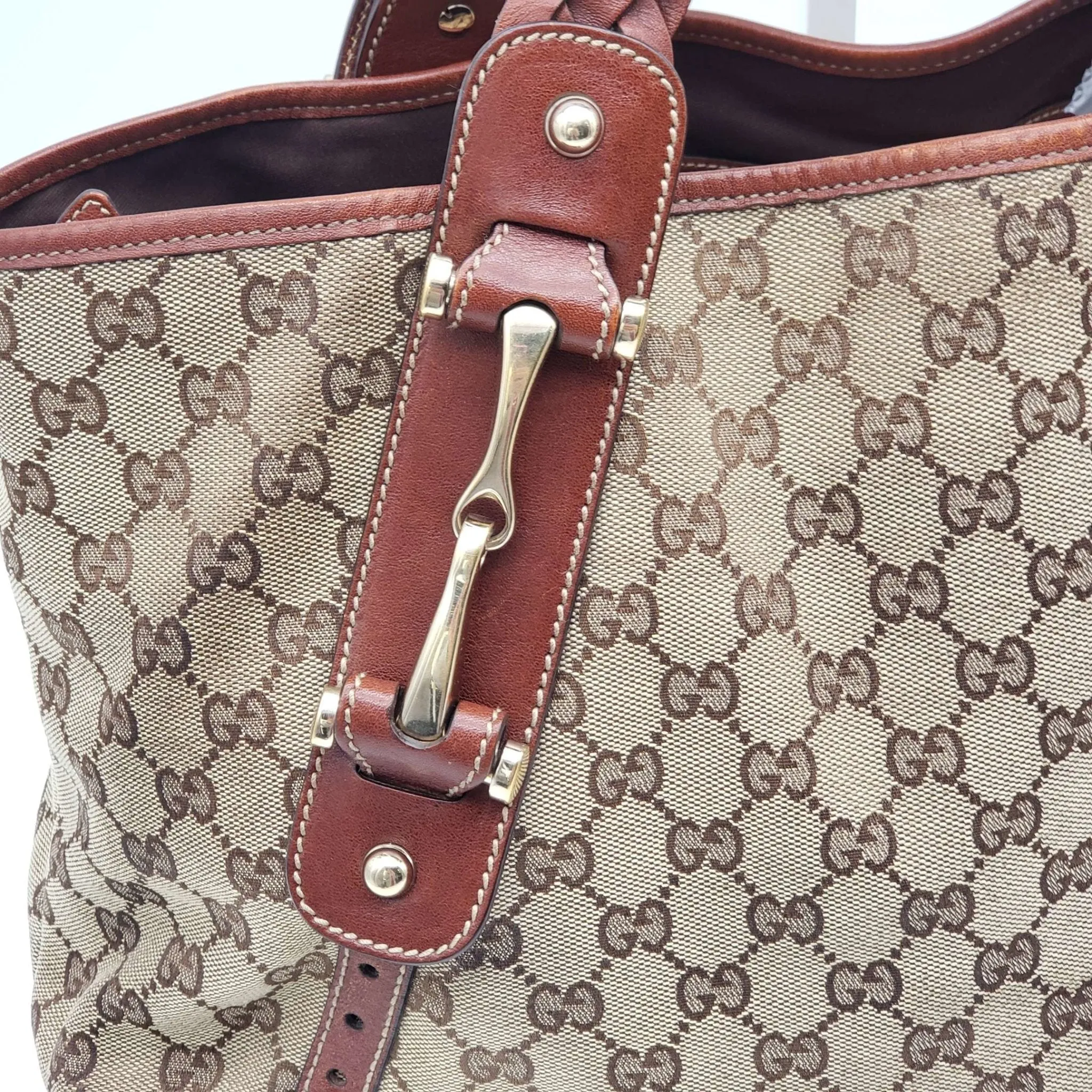 Gucci Leather and Canvas Brown Shoulder Bag