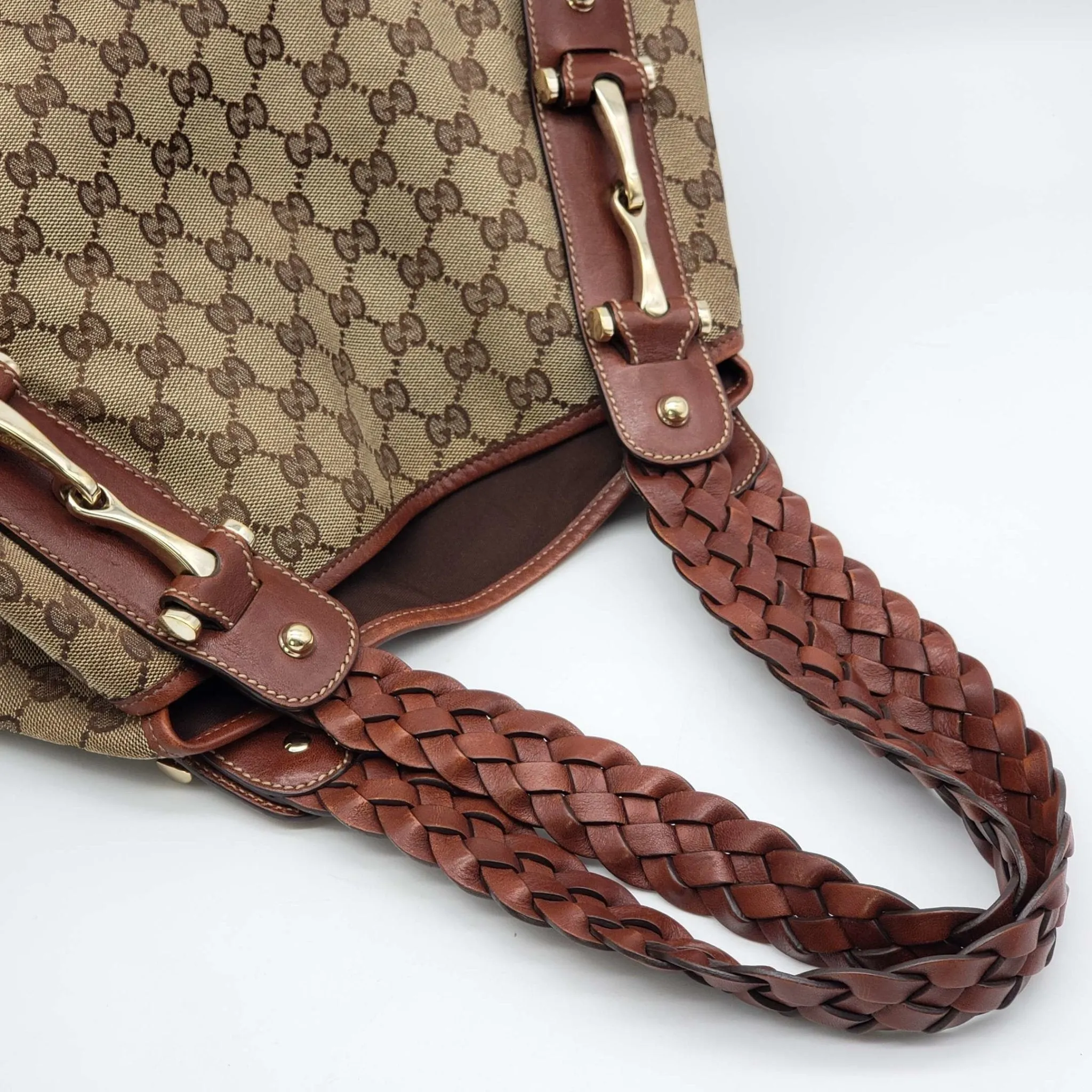 Gucci Leather and Canvas Brown Shoulder Bag