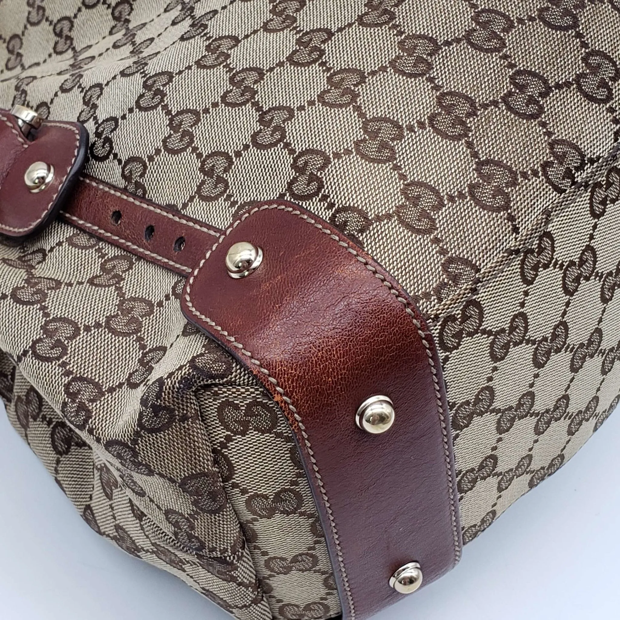 Gucci Leather and Canvas Brown Shoulder Bag