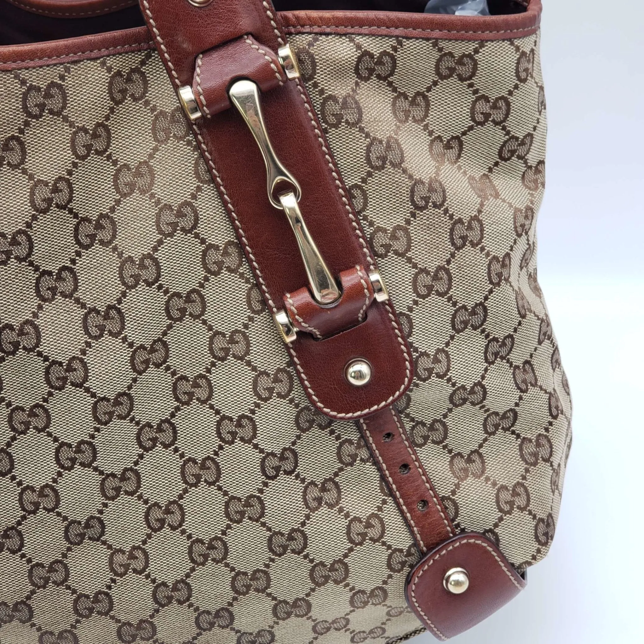 Gucci Leather and Canvas Brown Shoulder Bag
