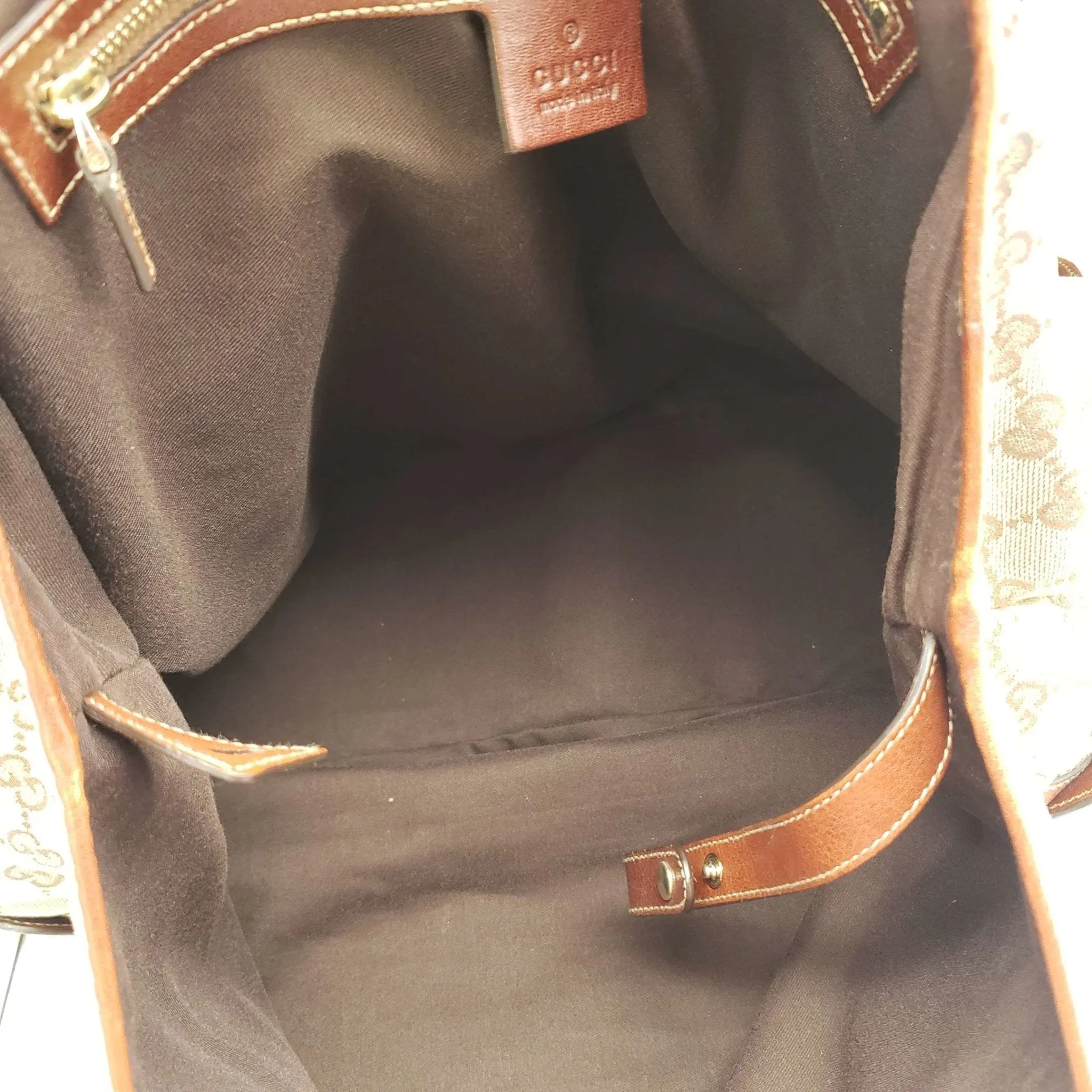 Gucci Leather and Canvas Brown Shoulder Bag