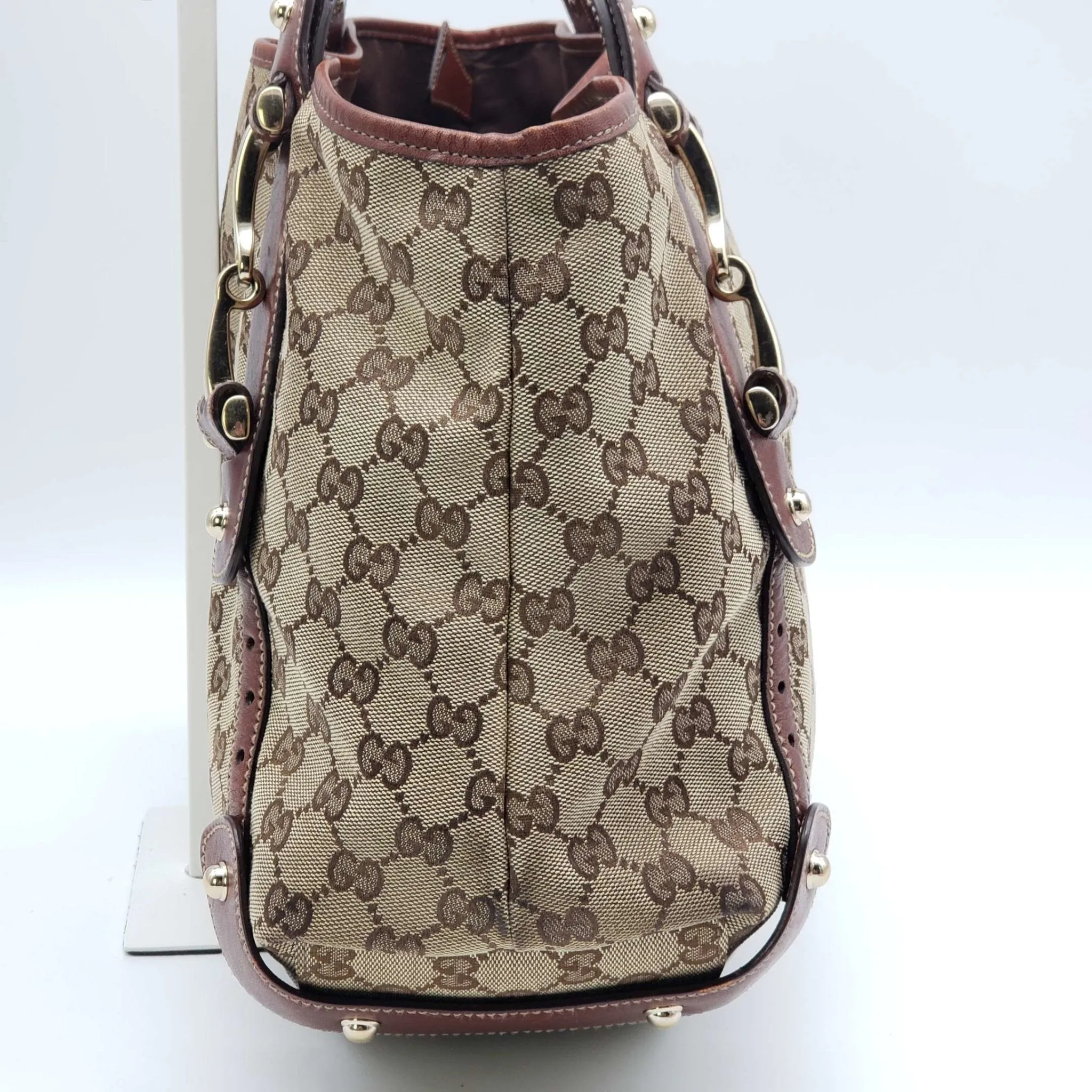 Gucci Leather and Canvas Brown Shoulder Bag