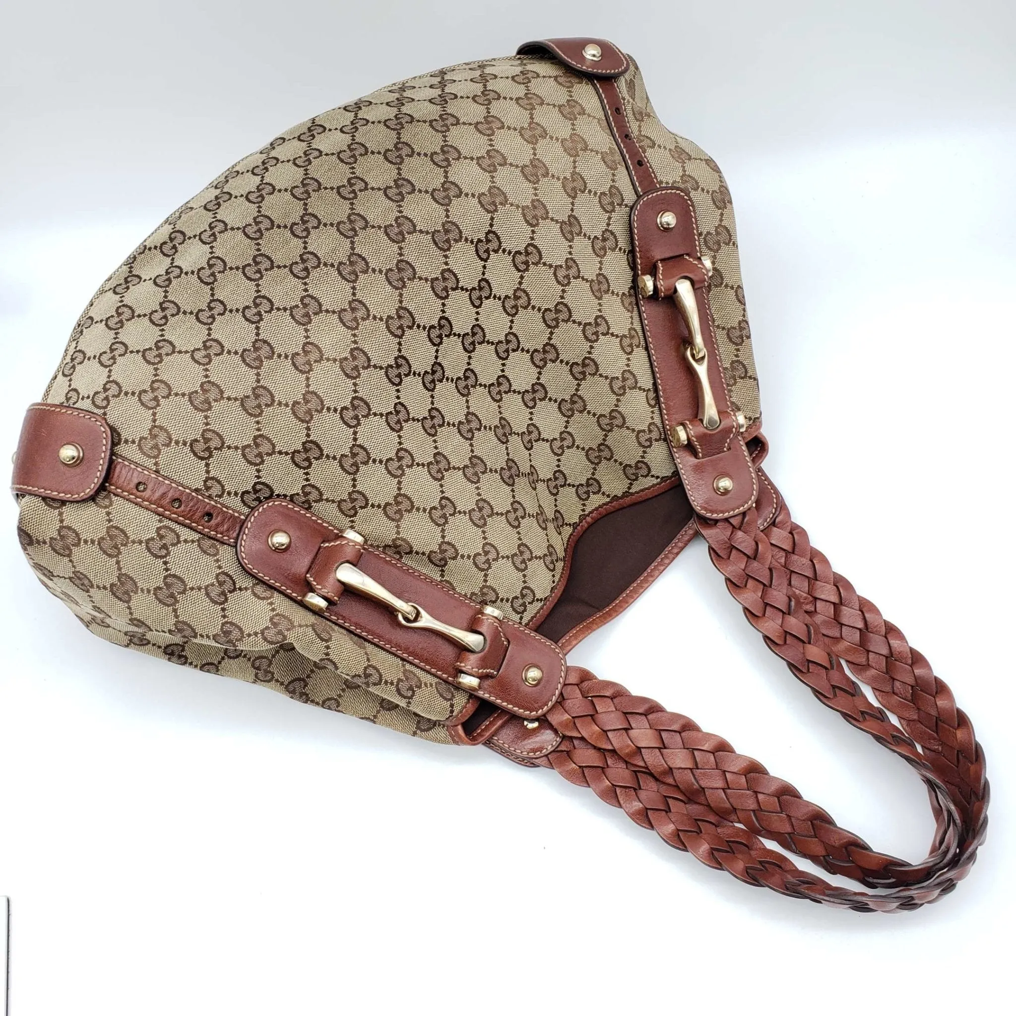 Gucci Leather and Canvas Brown Shoulder Bag