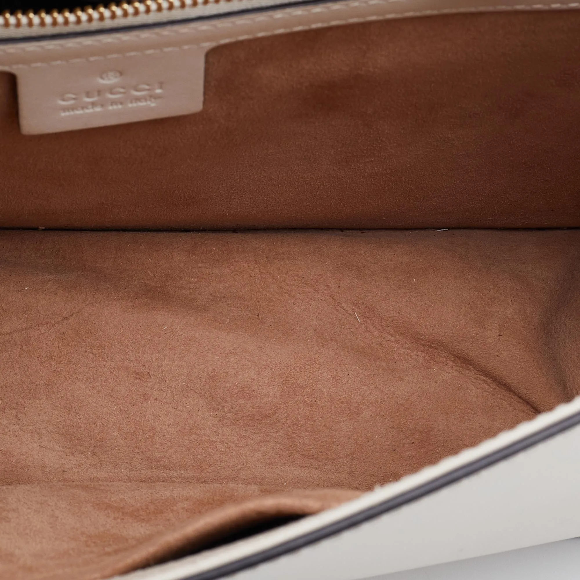 GUCCI Off White Leather Small Web Sylvie Shoulder Bag