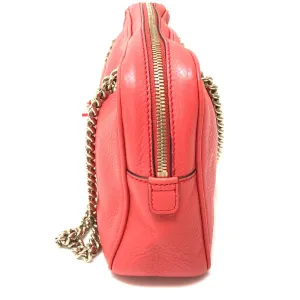 GUCCI Shoulder Bag 308983 leather Begonia pink Interlocking G SOHO Small Women Used