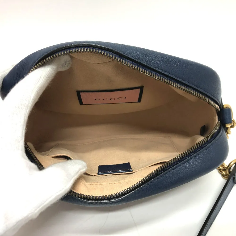 GUCCI Shoulder Bag 447632 leather Gold Metal GG Marmont Ghost unisex(Unisex) Used
