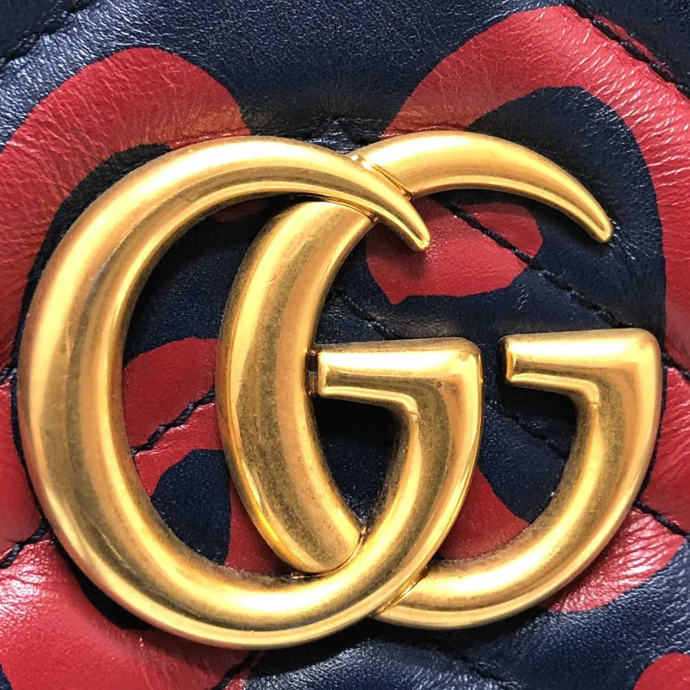 GUCCI Shoulder Bag 447632 leather Gold Metal GG Marmont Ghost unisex(Unisex) Used