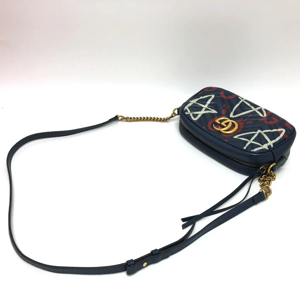 GUCCI Shoulder Bag 447632 leather Gold Metal GG Marmont Ghost unisex(Unisex) Used