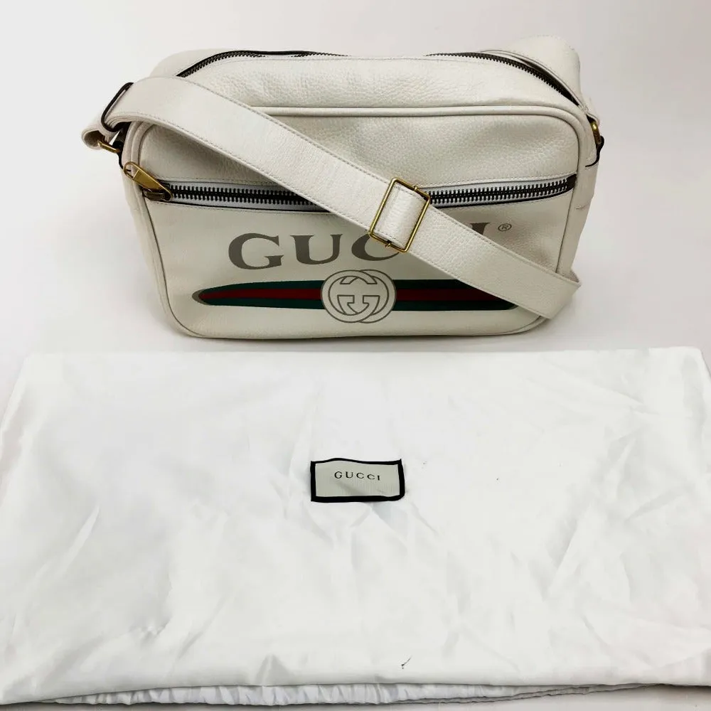 GUCCI Shoulder Bag 523589 leather white Logo print Women Used