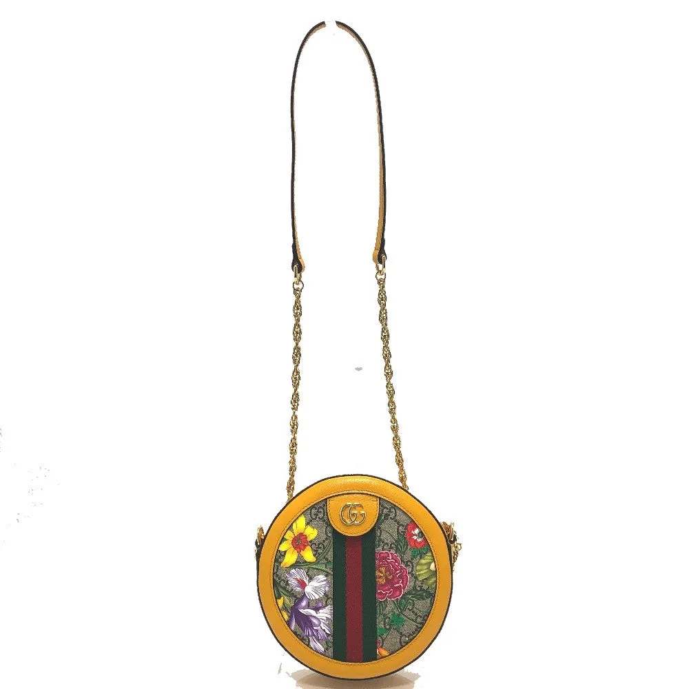 GUCCI Shoulder Bag 550618 GG Supreme Canvas yellow GG flora webbing Women Used