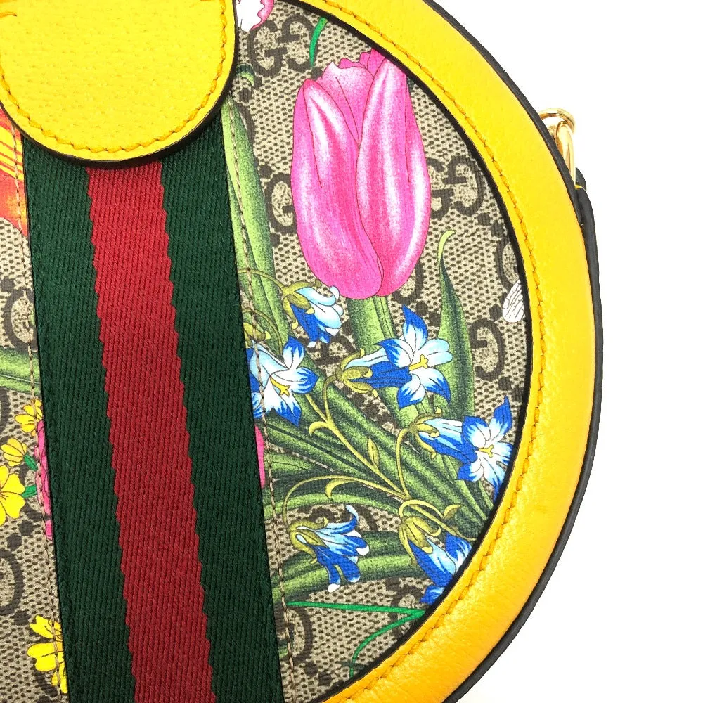 GUCCI Shoulder Bag 550618 GG Supreme Canvas yellow GG flora webbing Women Used