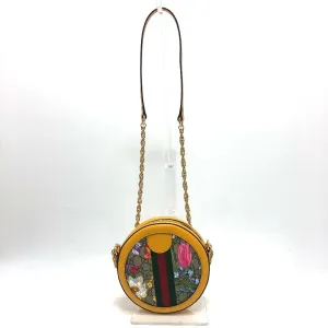 GUCCI Shoulder Bag 550618 GG Supreme Canvas yellow GG flora webbing Women Used