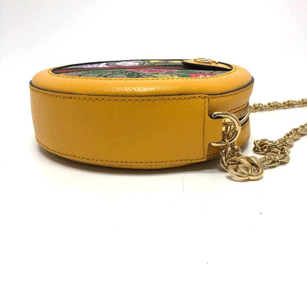GUCCI Shoulder Bag 550618 GG Supreme Canvas yellow GG flora webbing Women Used