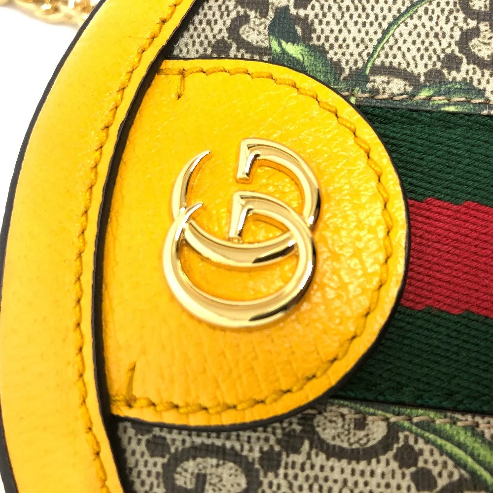GUCCI Shoulder Bag 550618 GG Supreme Canvas yellow GG flora webbing Women Used