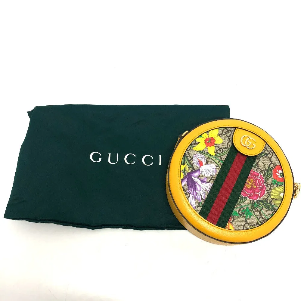 GUCCI Shoulder Bag 550618 GG Supreme Canvas yellow GG flora webbing Women Used