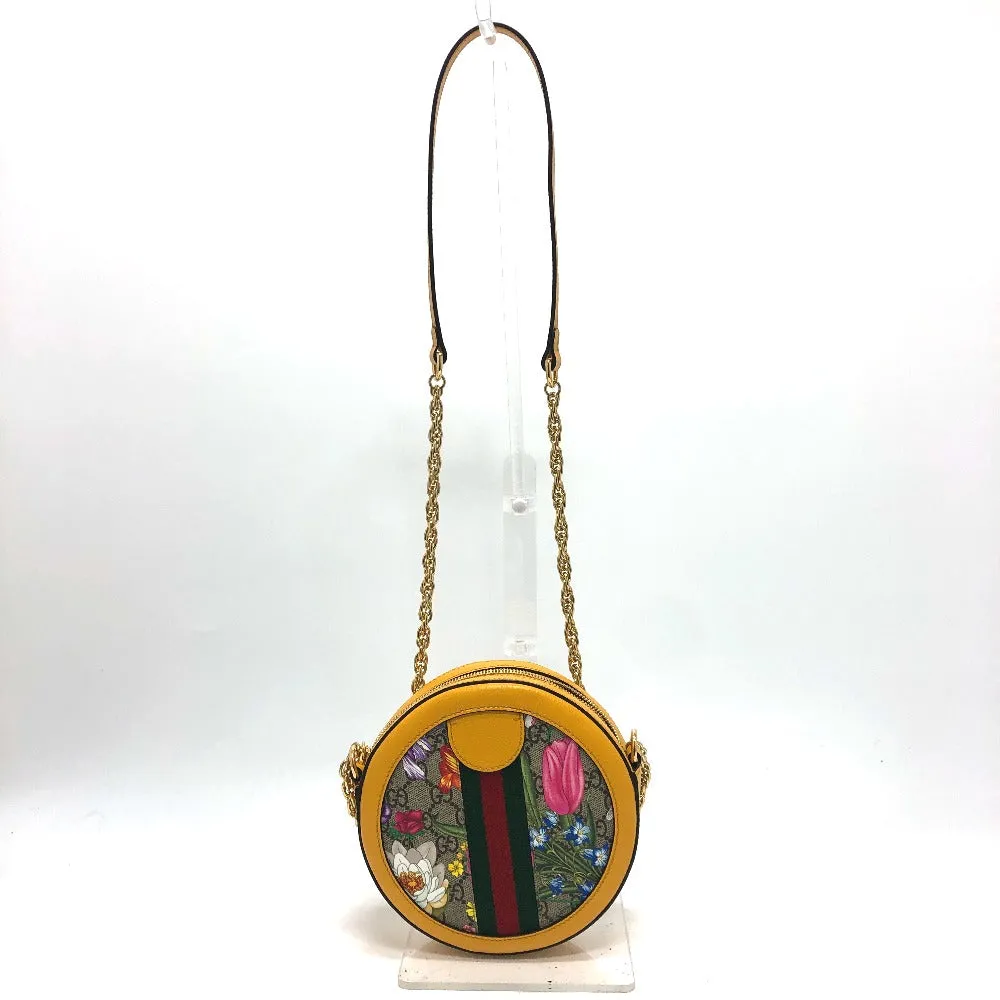GUCCI Shoulder Bag 550618 GG Supreme Canvas yellow GG flora webbing Women Used