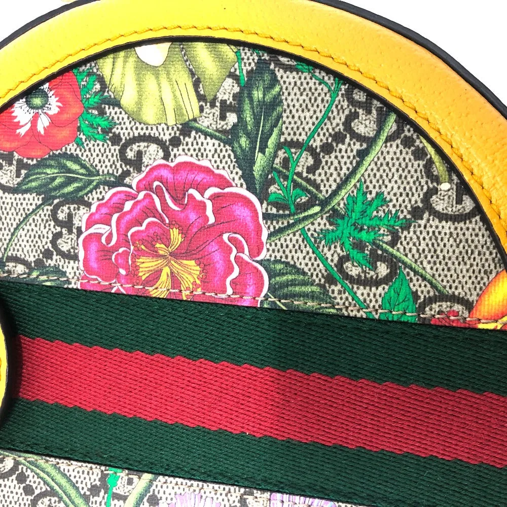 GUCCI Shoulder Bag 550618 GG Supreme Canvas yellow GG flora webbing Women Used