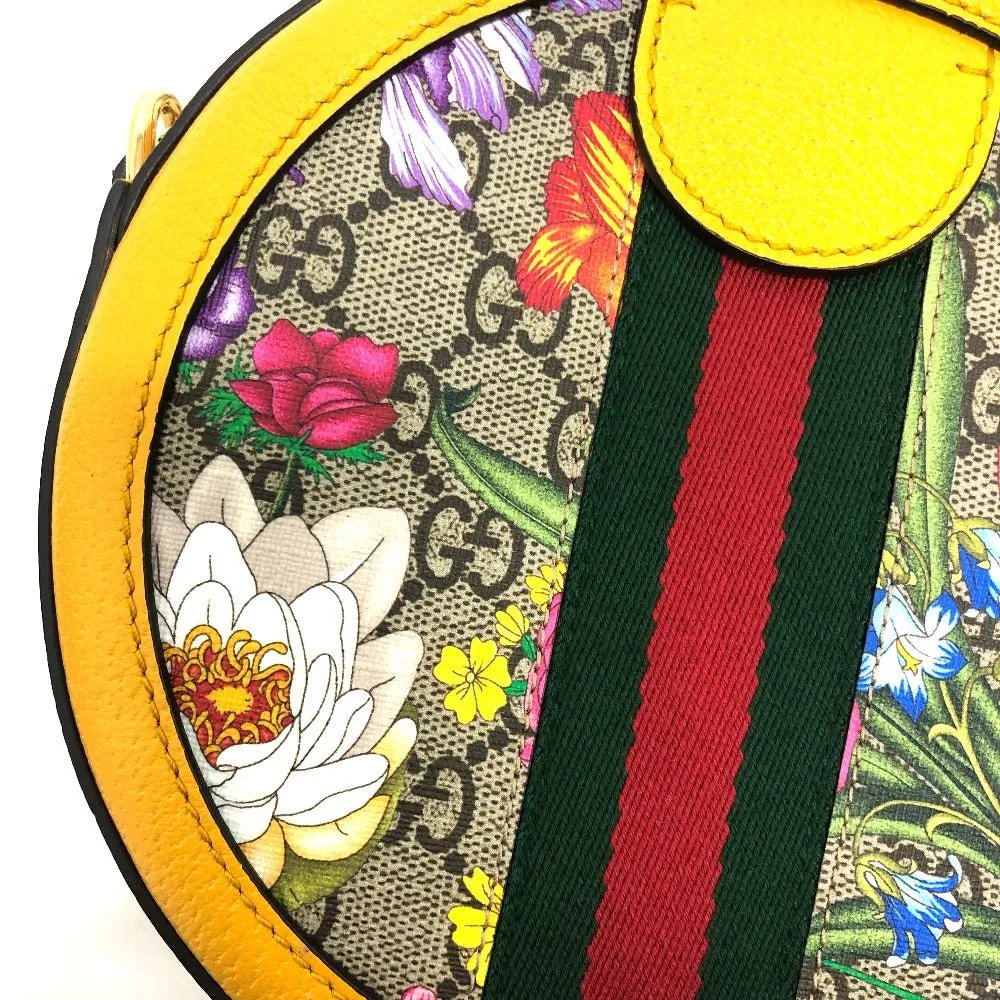 GUCCI Shoulder Bag 550618 GG Supreme Canvas yellow GG flora webbing Women Used