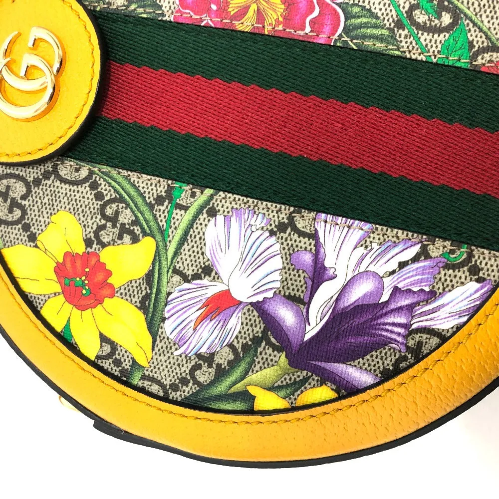 GUCCI Shoulder Bag 550618 GG Supreme Canvas yellow GG flora webbing Women Used