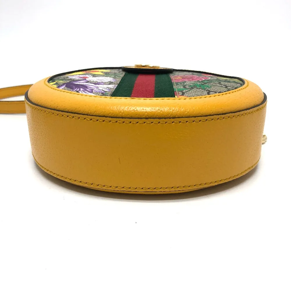 GUCCI Shoulder Bag 550618 GG Supreme Canvas yellow GG flora webbing Women Used