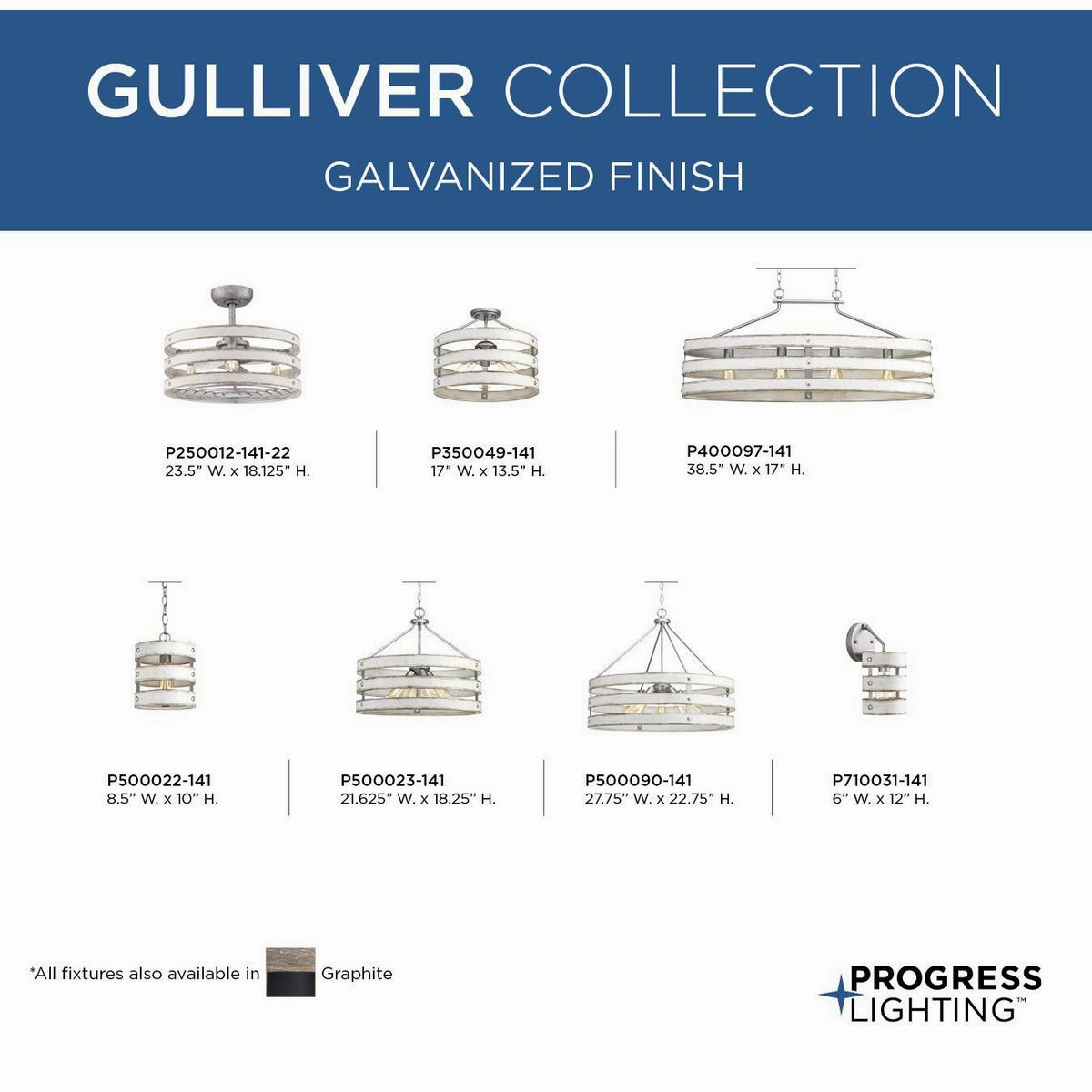 Gulliver 23"Ceiling Fan Galvanized Finish Fandeliers at discount prices