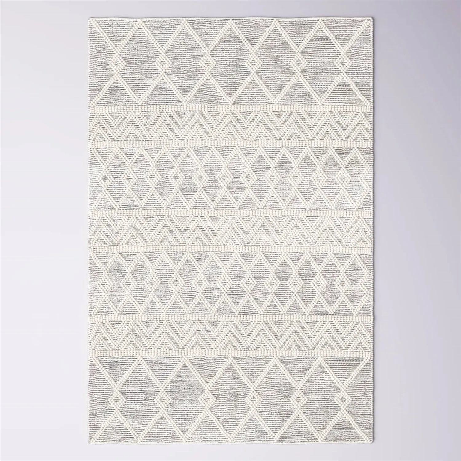 Hand Woven Wool Blend Grey Beige Ivory Persian Style Area Rug