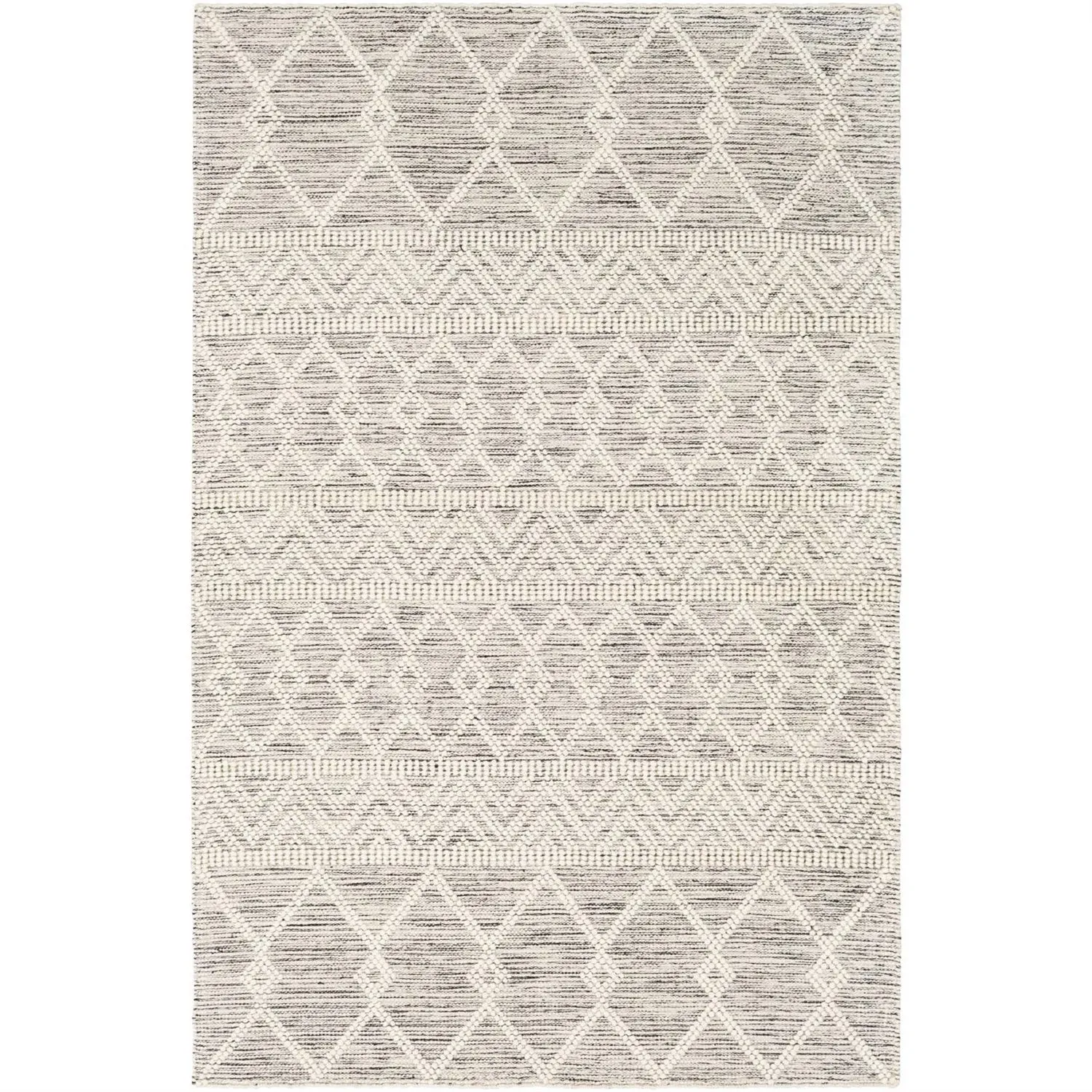 Hand Woven Wool Blend Grey Beige Ivory Persian Style Area Rug