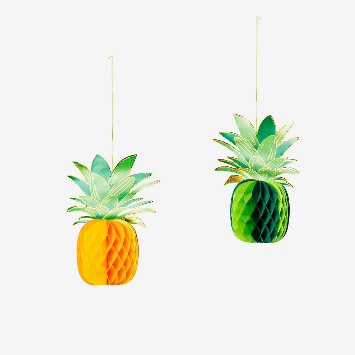 Hanging honeycomb pineapple decorations - 2 pcs