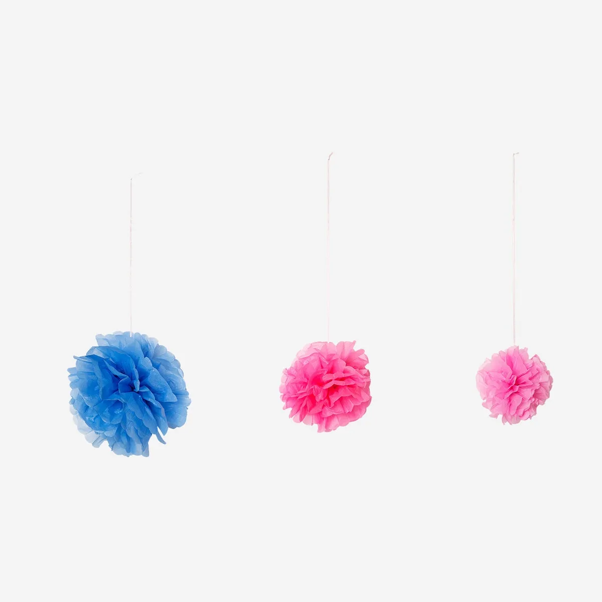 Hanging pom pom decorations - 3 pcs