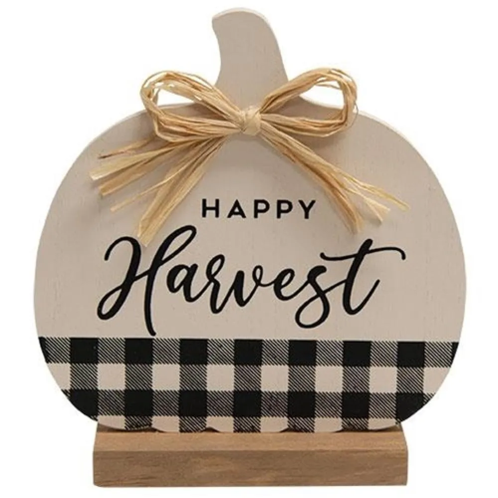 *Happy Harvest Buffalo Check & White Pumpkin Festive Decor online outlet