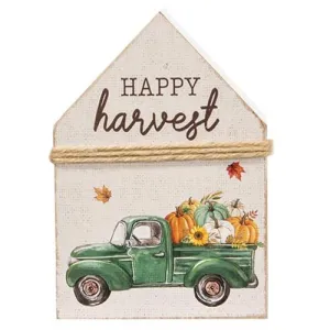 Happy Harvest Chunky House Sitter w/Pumpkin Truck Cheap Holiday Home Decor