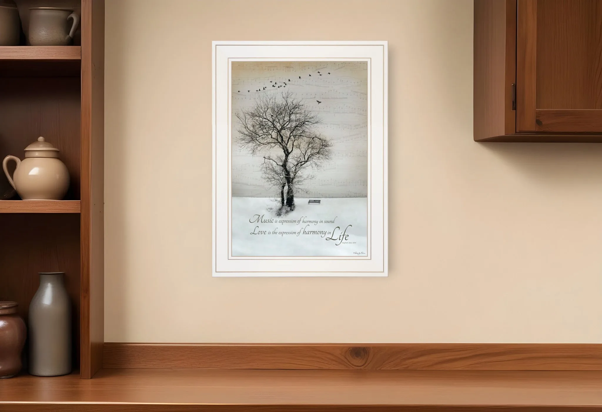 Harmony 1 White Framed Print Kitchen Wall Art Discount Wall Decor Sets