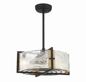 Hayward Four Light Fan D'lier Matte Black with Warm Brass Fandeliers FANS on sale now
