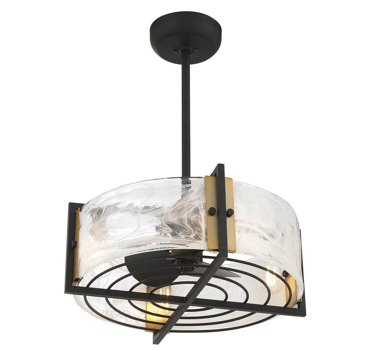 Hayward Four Light Fan D'lier Matte Black with Warm Brass Fandeliers at discount prices