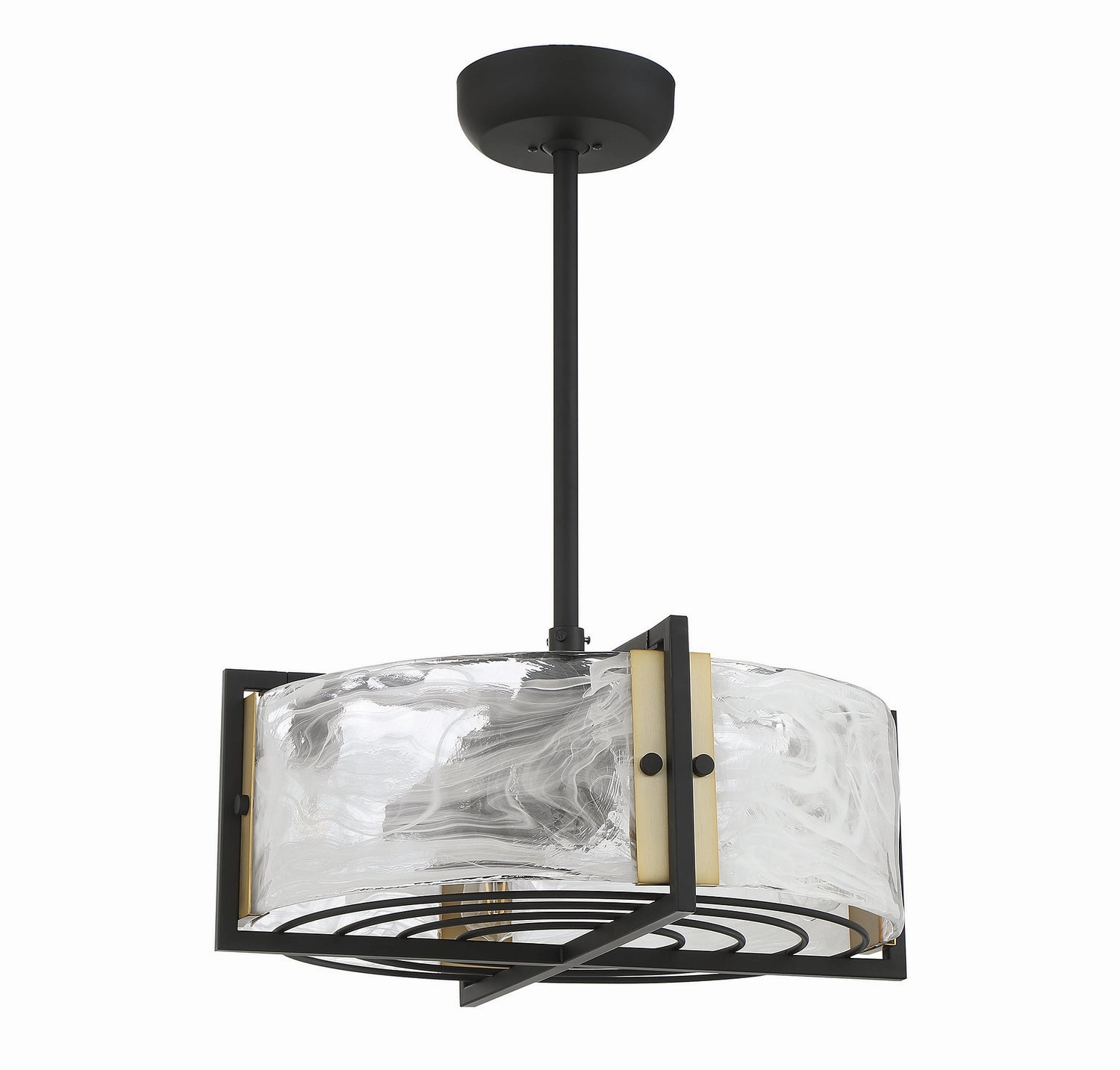 Hayward Four Light Fan D'lier Matte Black with Warm Brass Fandeliers at discount prices