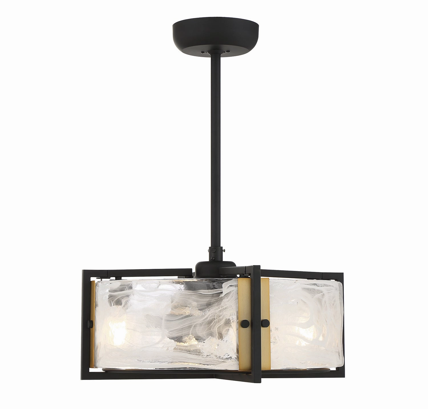 Hayward Four Light Fan D'lier Matte Black with Warm Brass Fandeliers at discount prices