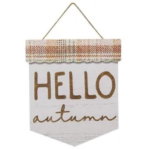 *Hello Autumn Plaid Wood Sign Festive Decor online outlet