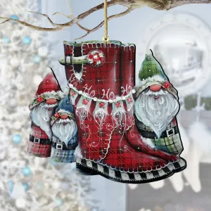 Hello Christmas Boots Wooden Ornaments by J. Mills-Price Holiday Decor clearance sale