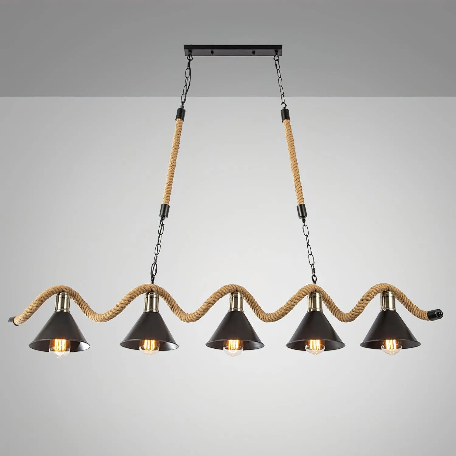 Hemp Rope Industrial Wave Chandelier