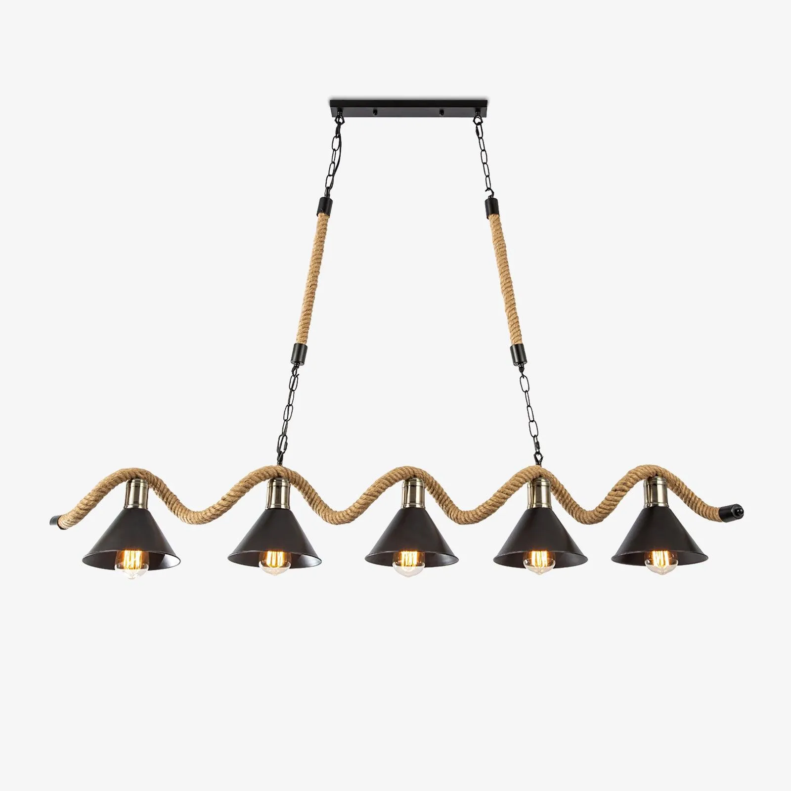 Hemp Rope Industrial Wave Chandelier Bedroom Lights outlet online