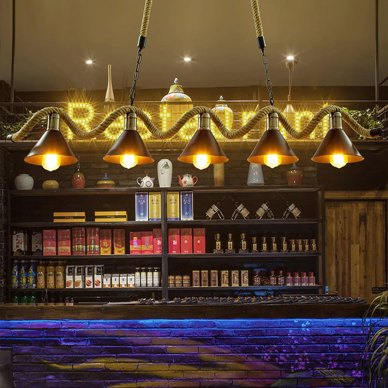 Hemp Rope Industrial Wave Chandelier