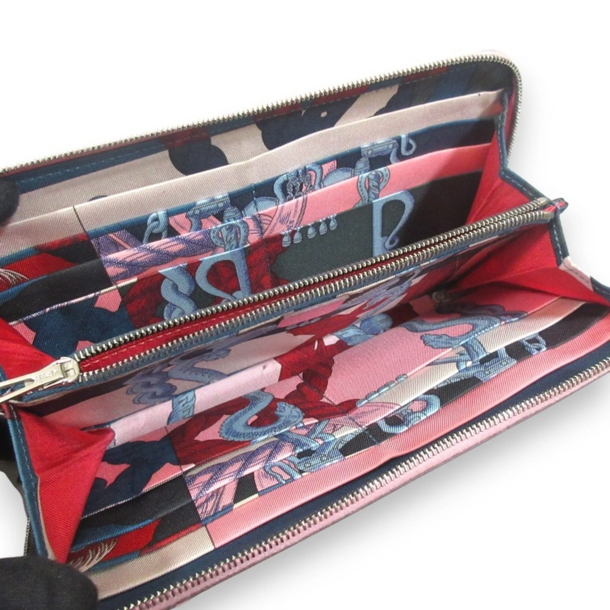 Hermes Silk'in pink Rose Confetti Epsom Leather Long Wallet (Bi-Fold) (Pre-Owned)