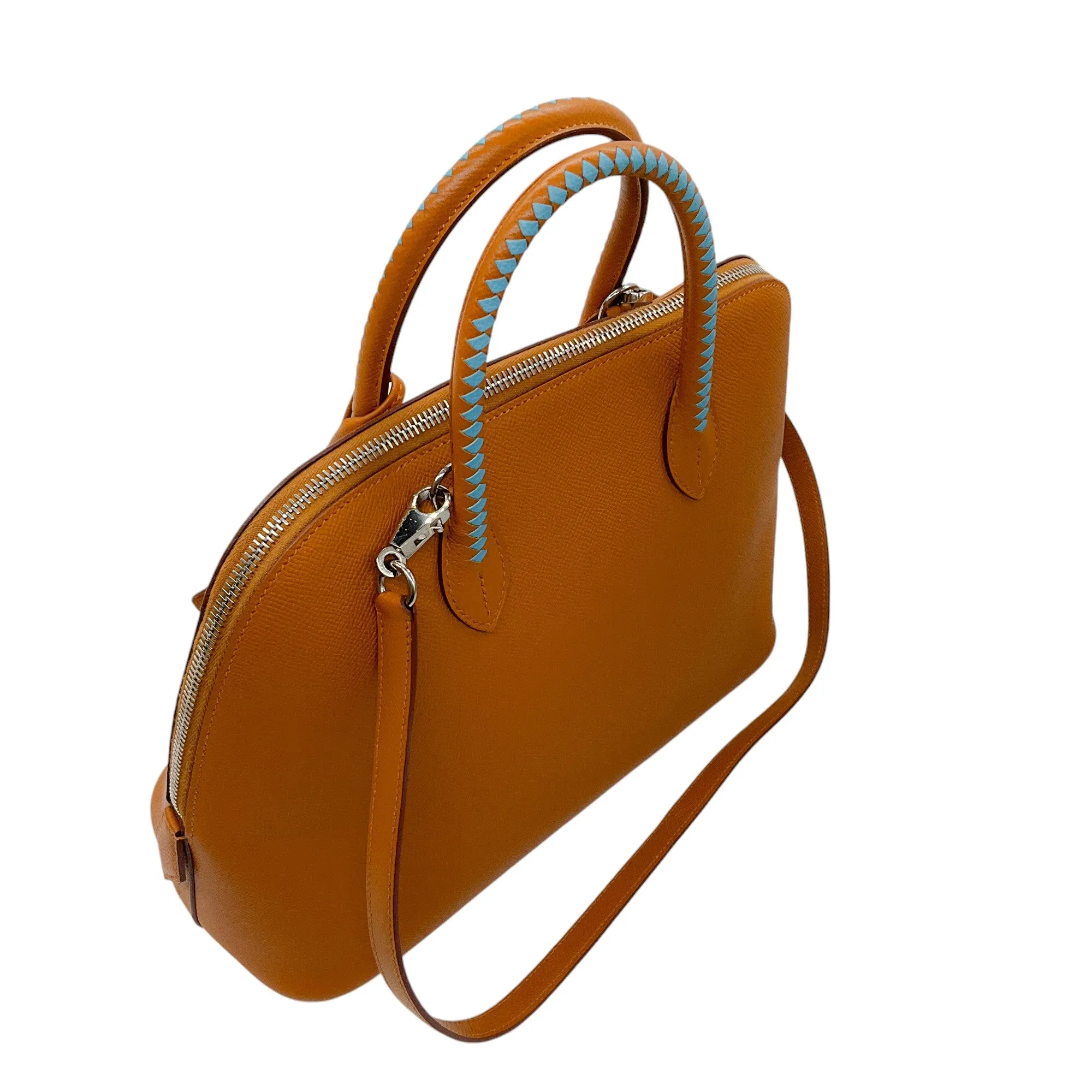 Hermes Toffee / Teal Epsom Tressage 1923 Bolide 30 Handbag