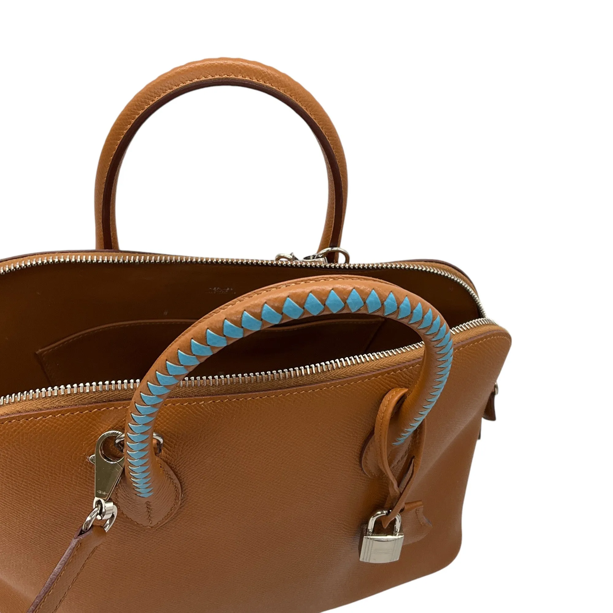 Hermes Toffee / Teal Epsom Tressage 1923 Bolide 30 Handbag