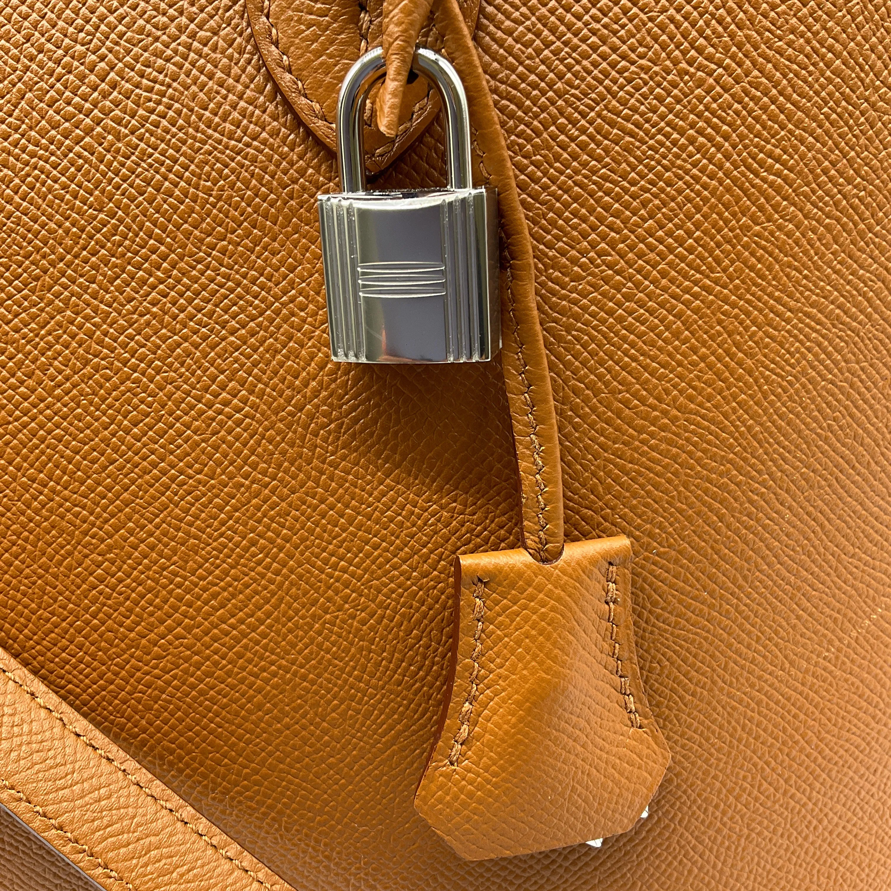 Hermes Toffee / Teal Epsom Tressage 1923 Bolide 30 Handbag